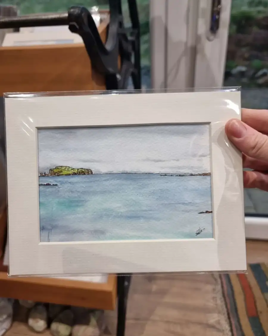 Mini original watercolour of a seascape