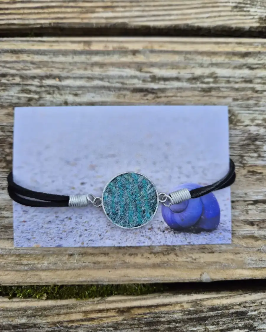 Two Sisters Tweed and faux leather bracelet