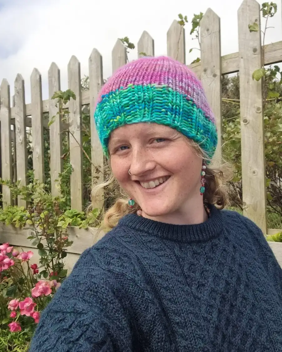 Hand Knitted hand dyed merino hat