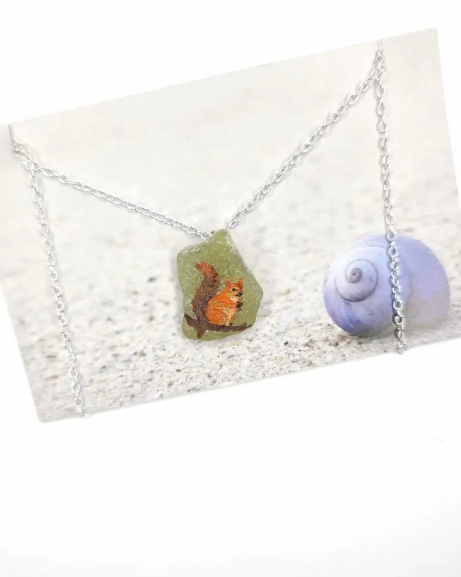 Painted sea glass necklace