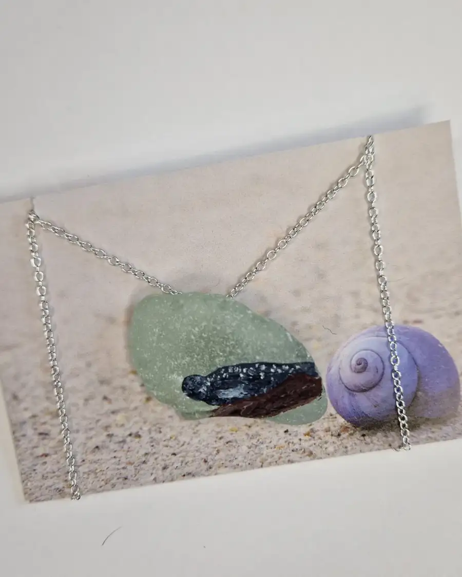 Painted sea glass necklace