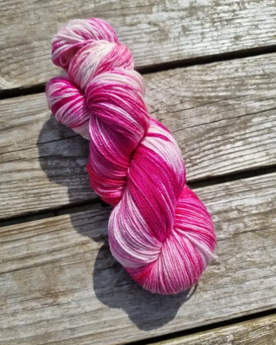 Hand-Dyed Yarn: 75% Merino, 25% silk, 4 ply