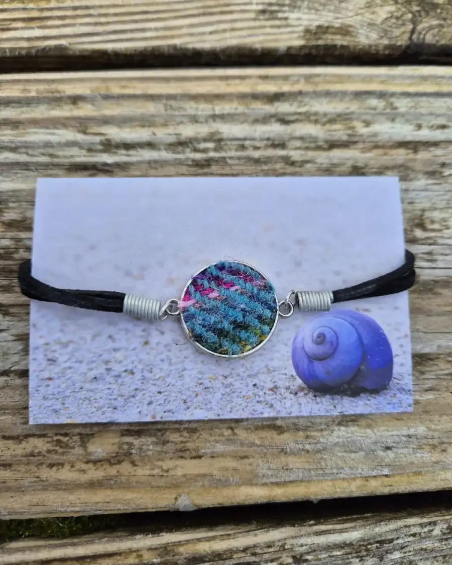 Two Sisters tweed and faux leather bracelet