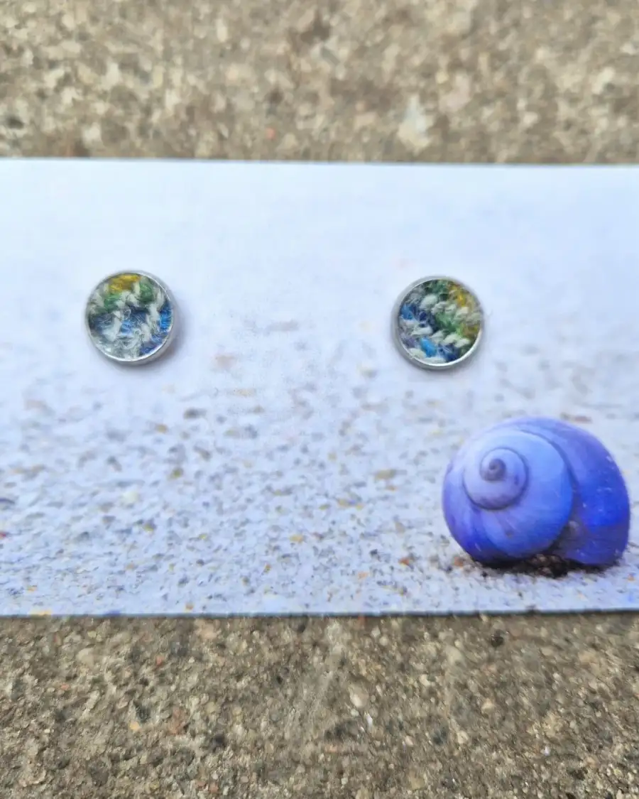 Two Sisters Tweed stud earrings