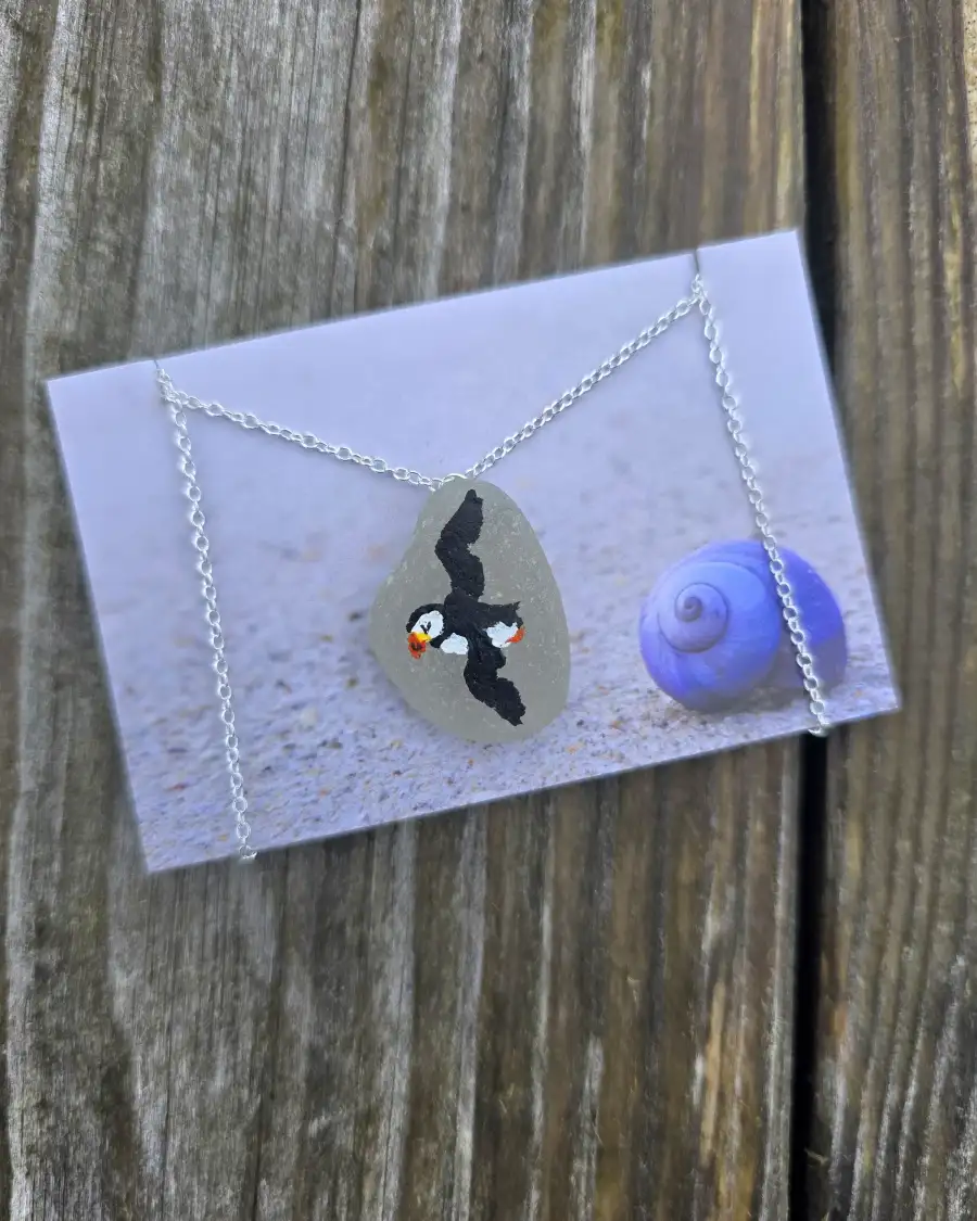Painted sea glass necklace