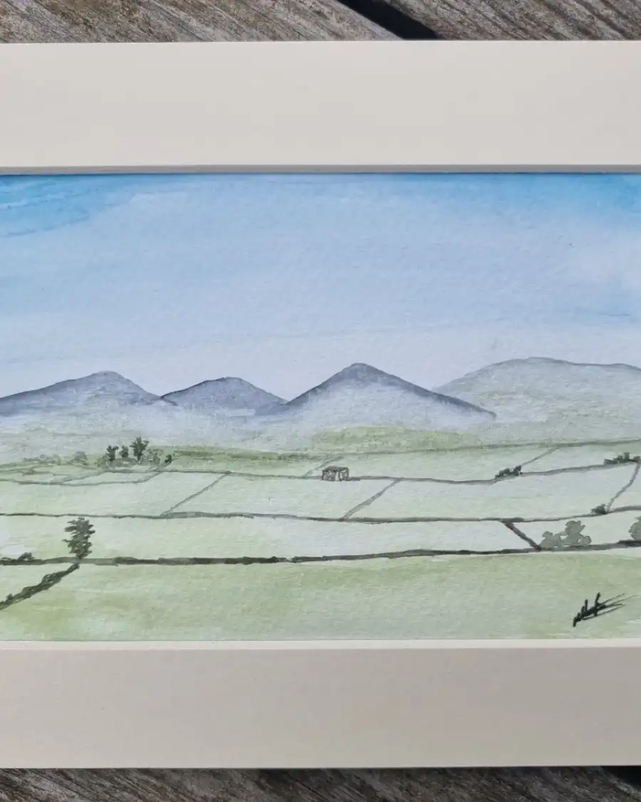 Mini Original Watercolour of Cumbrian mountains