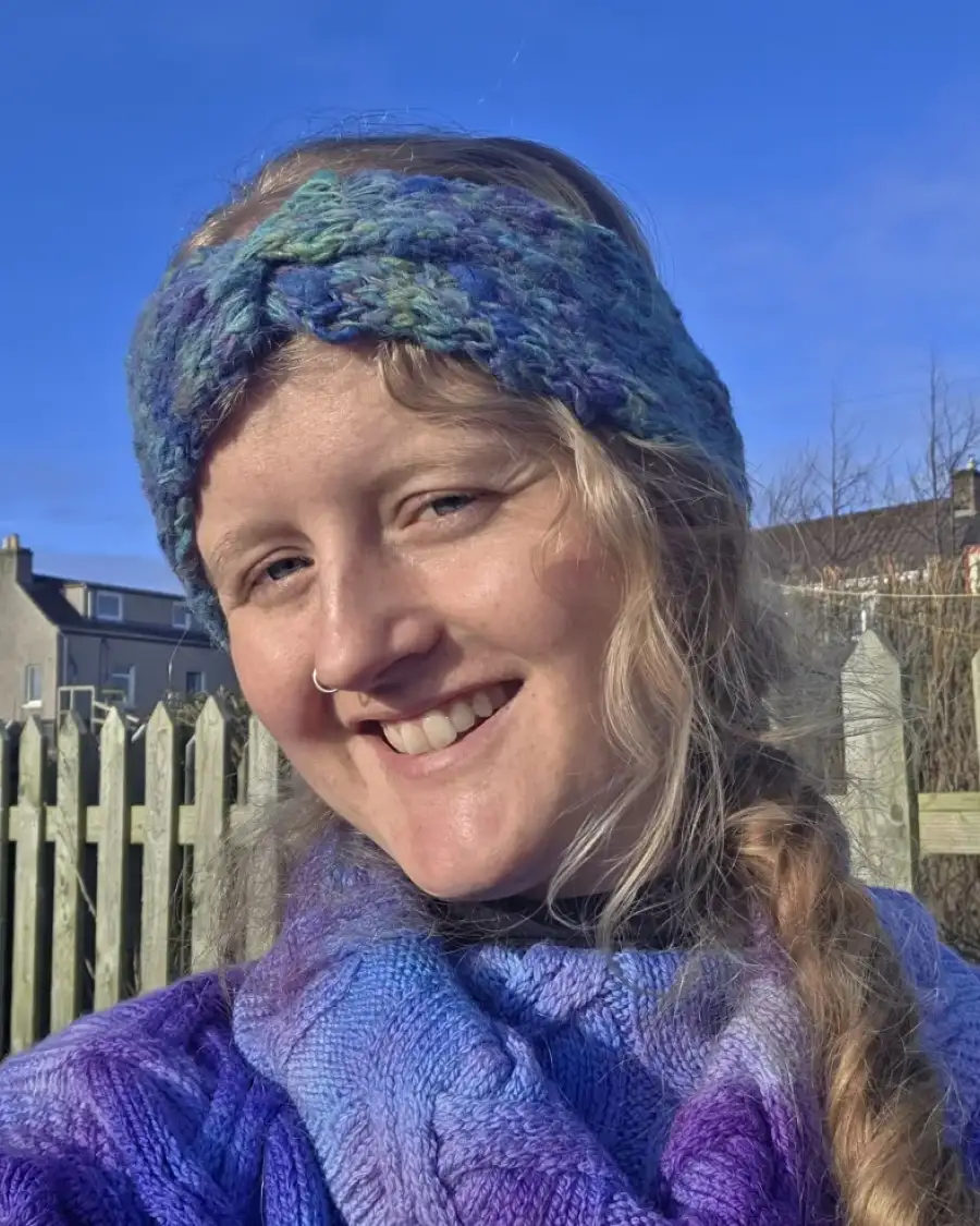 Hand Knitted, hand spun headband