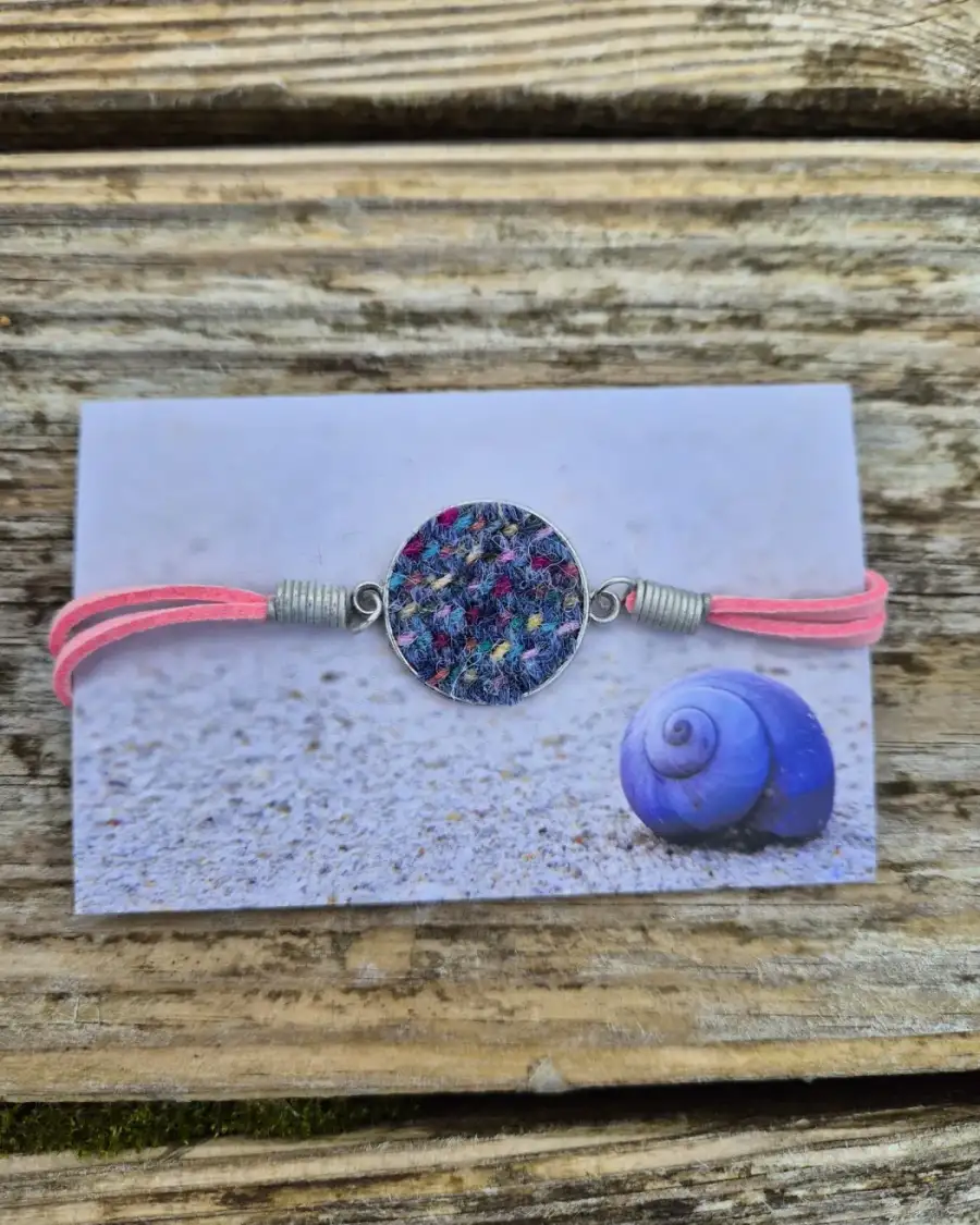 Two Sisters tweed and faux leather bracelet