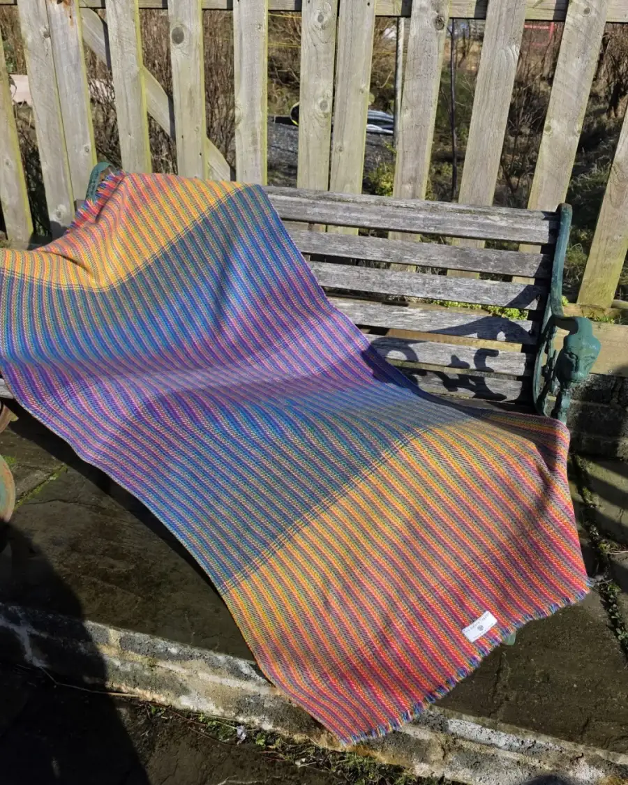 Two Sisters Tweed Throw Lambswool - rainbow!