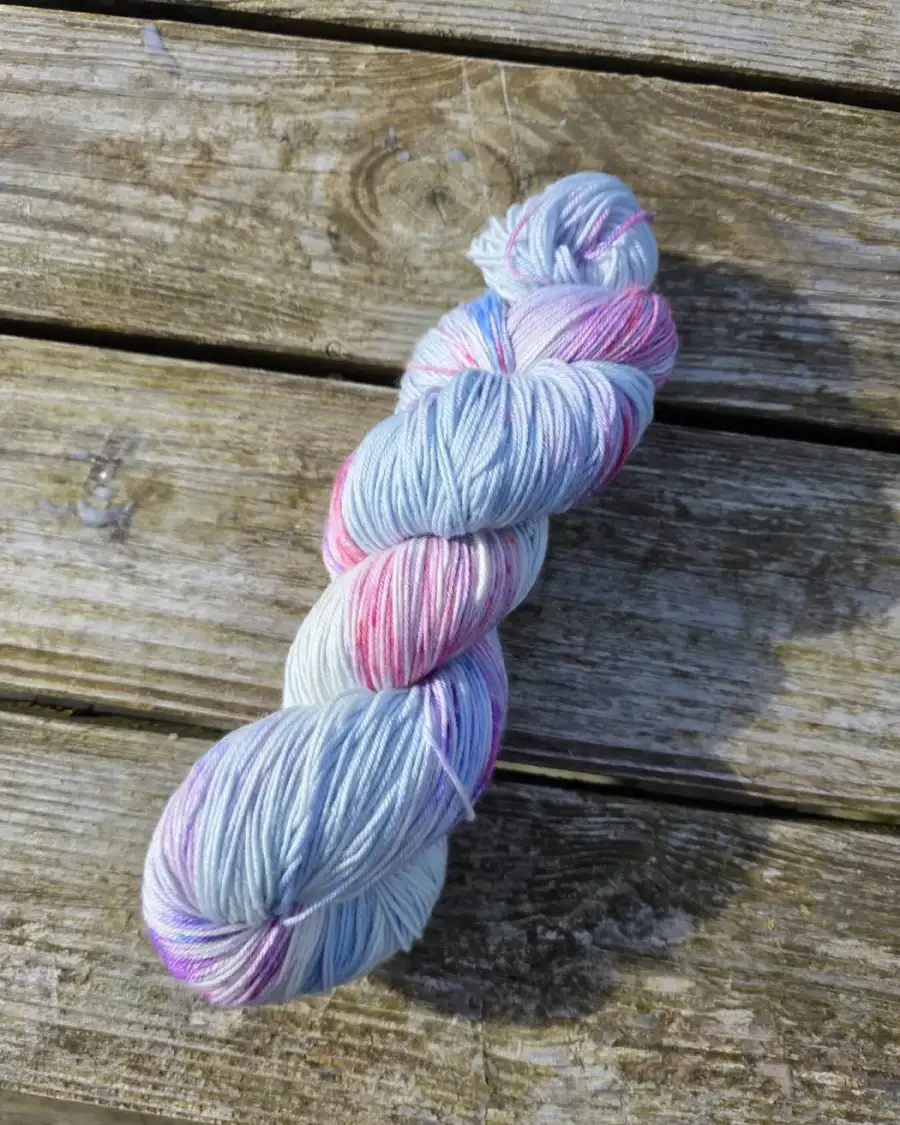 Hand-Dyed Yarn: 75% Merino, 25% silk, 4ply