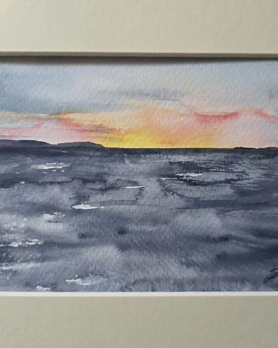 Mini original watercolour of a seascape