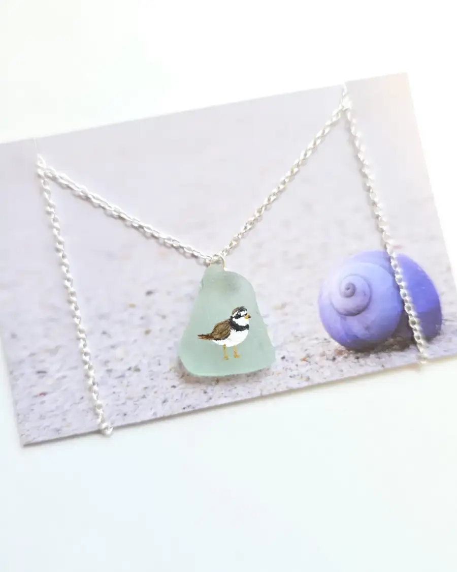 Painted sea glass necklace