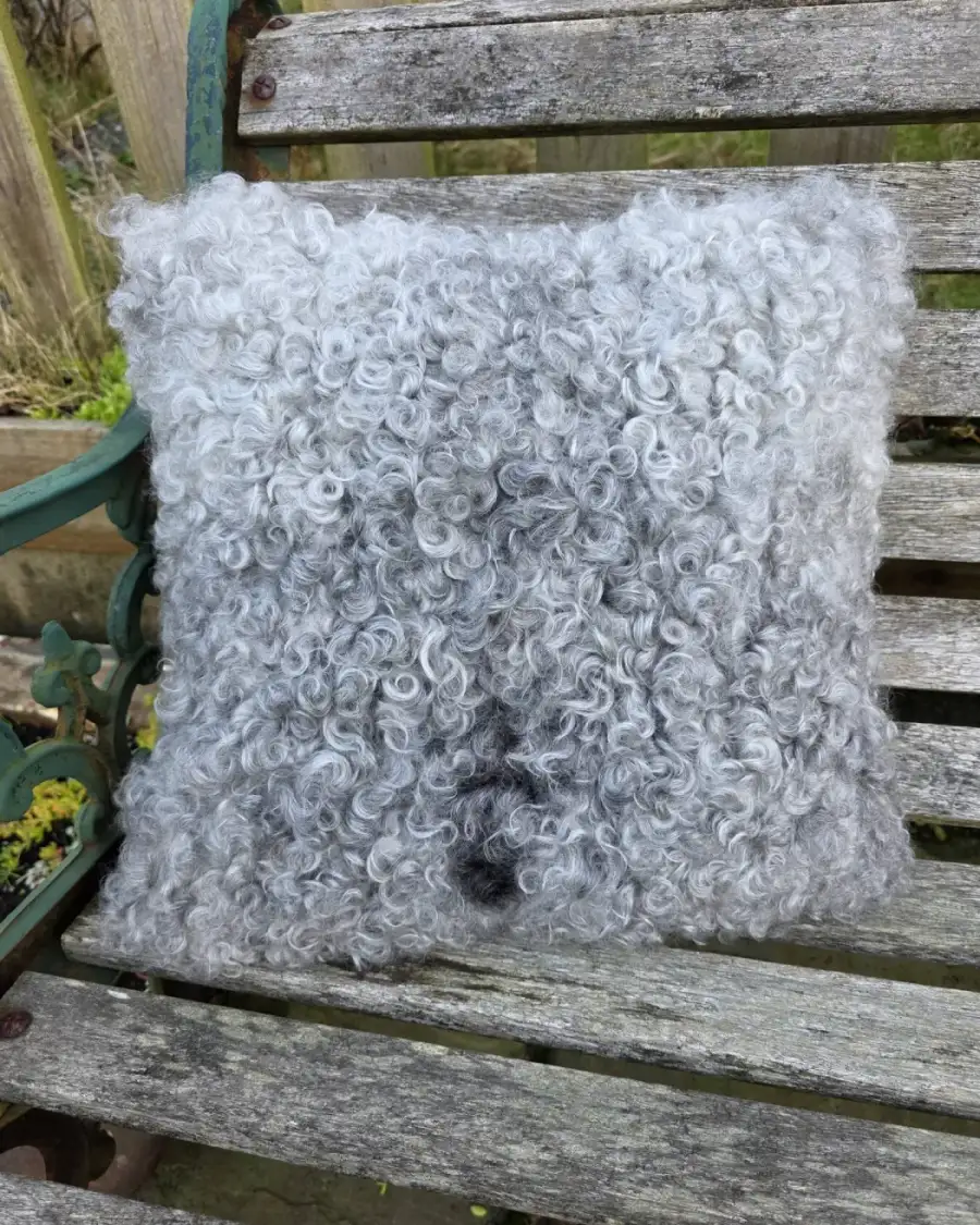 Gotland Sheepskin and Tweed Cushion