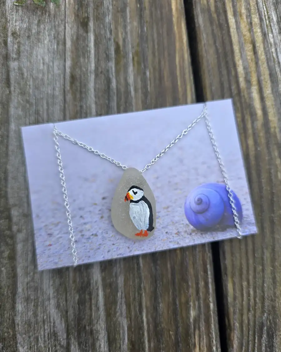 Painted sea glass necklace