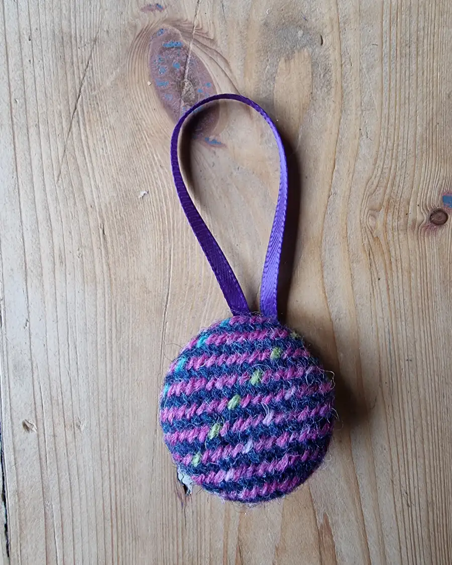 Tweed Button Christmas Tree Ornament - 2 2