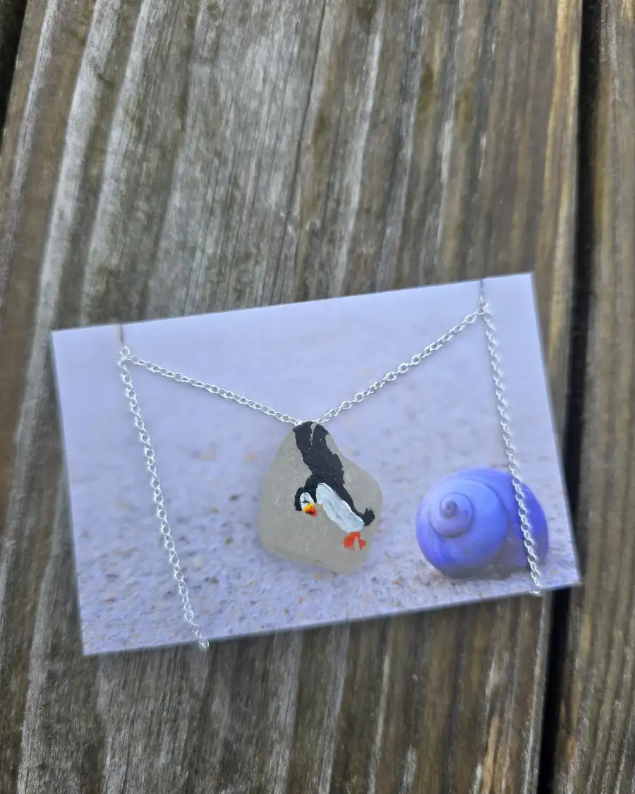 Painted sea glass necklace
