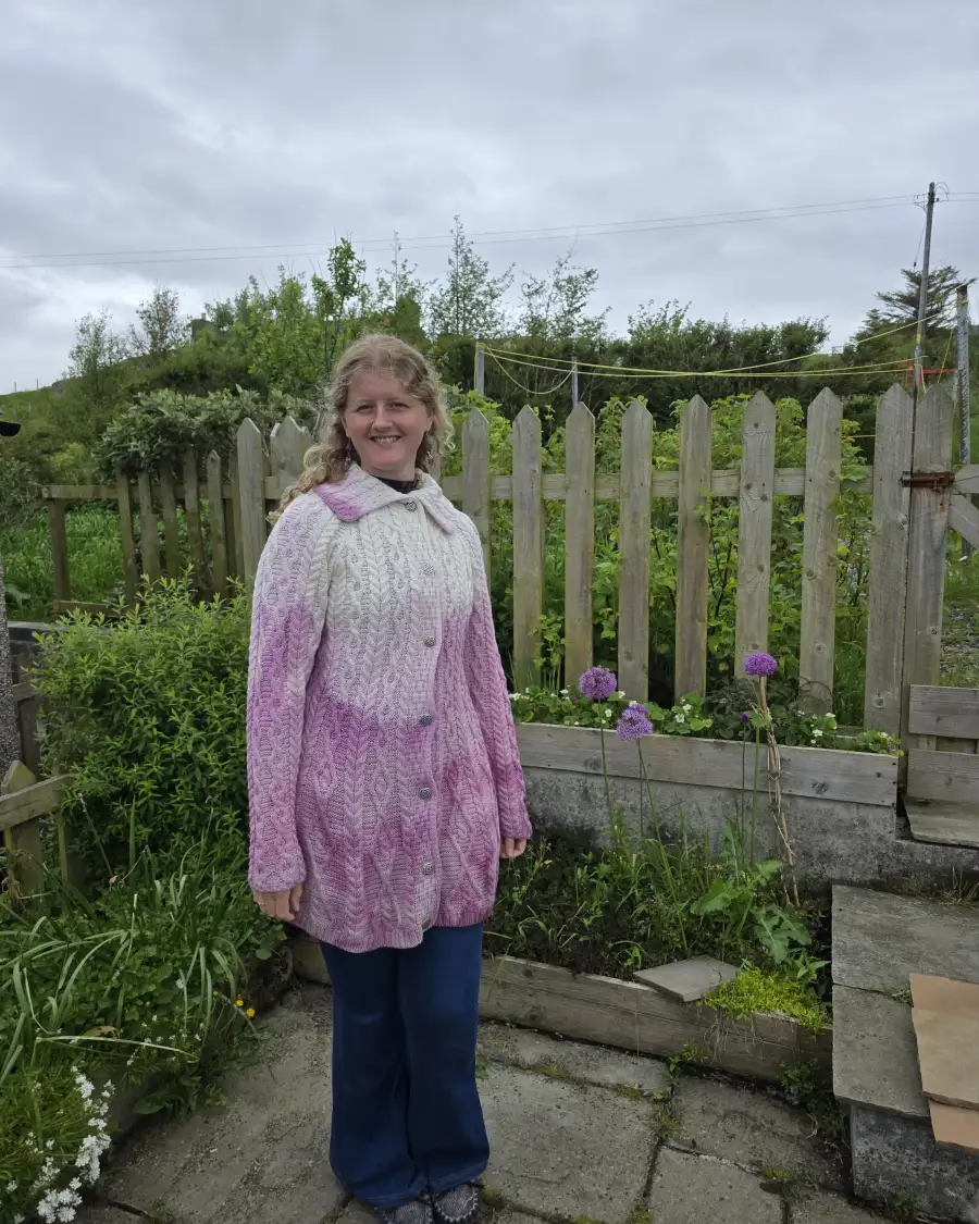 Hand dyed merino wool cardigan