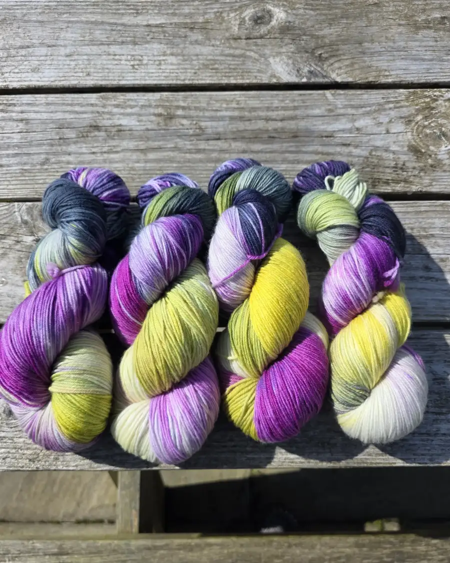Hand-Dyed Yarn: 100% Merino, 4 ply x4
