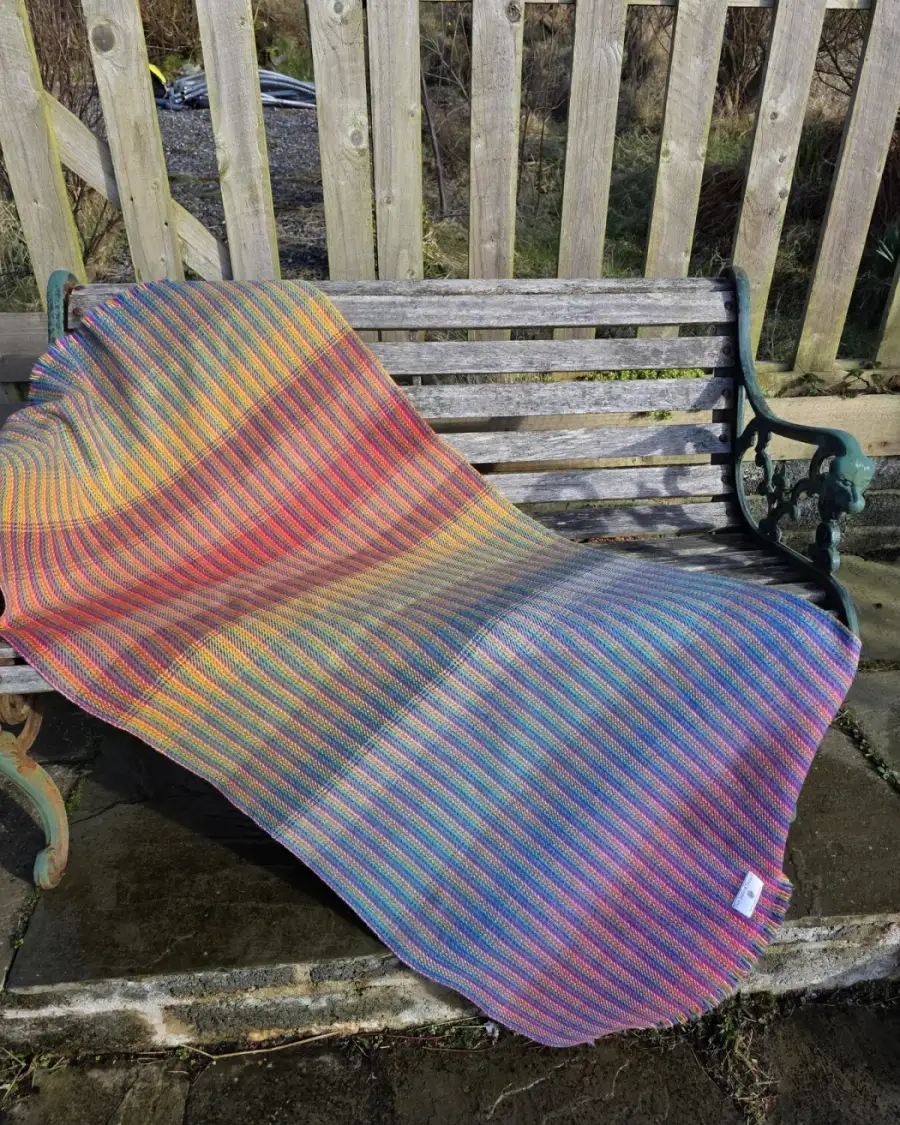 Two Sisters Tweed Throw Lambswool - rainbow!