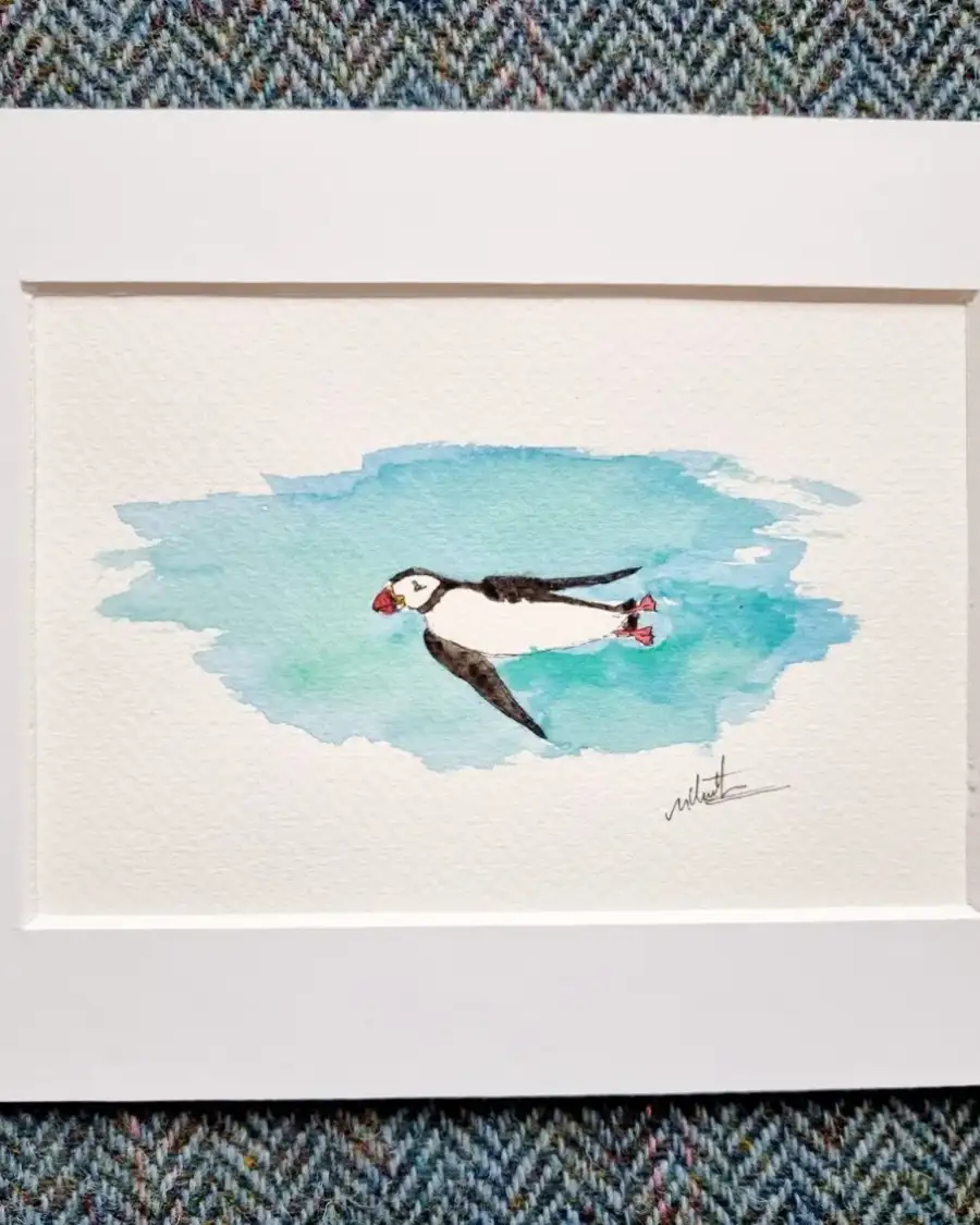 Mini Original Watercolour of a puffin