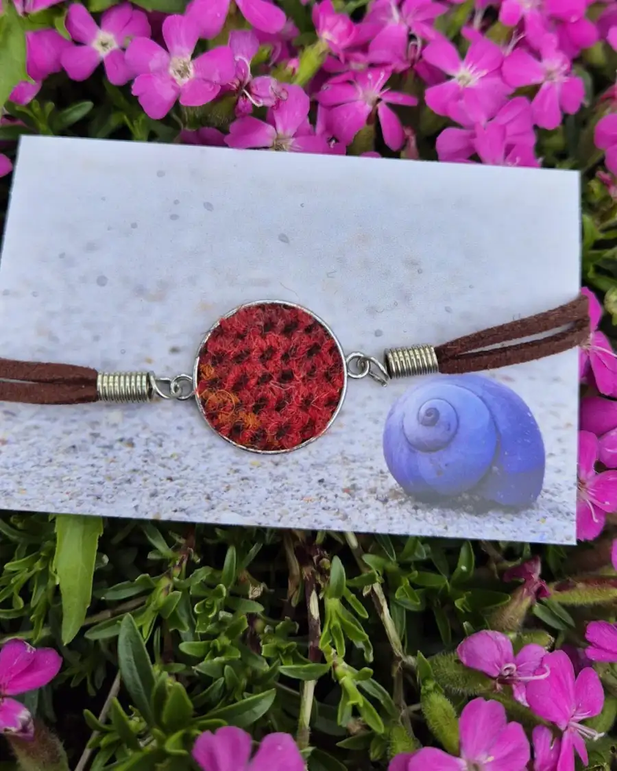 Two Sisters tweed and faux leather bracelet
