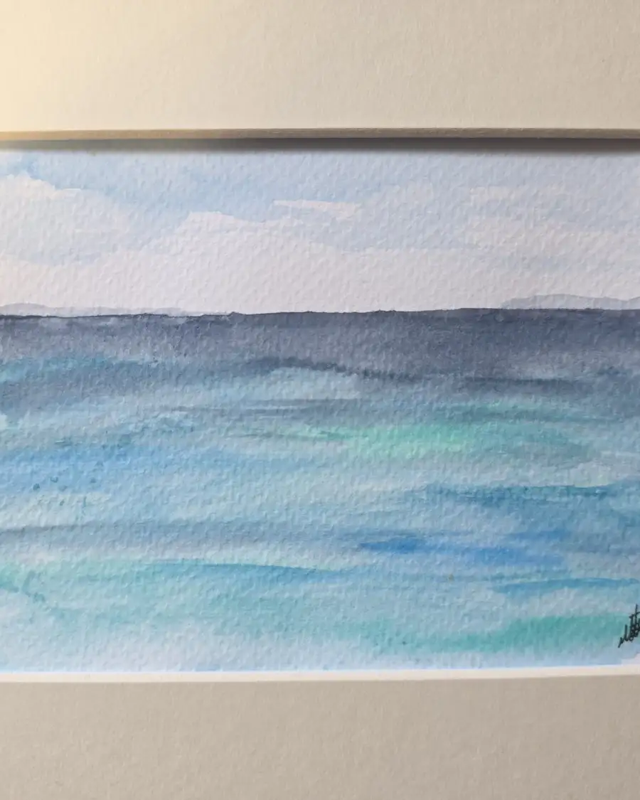 Mini original watercolour of a seascape
