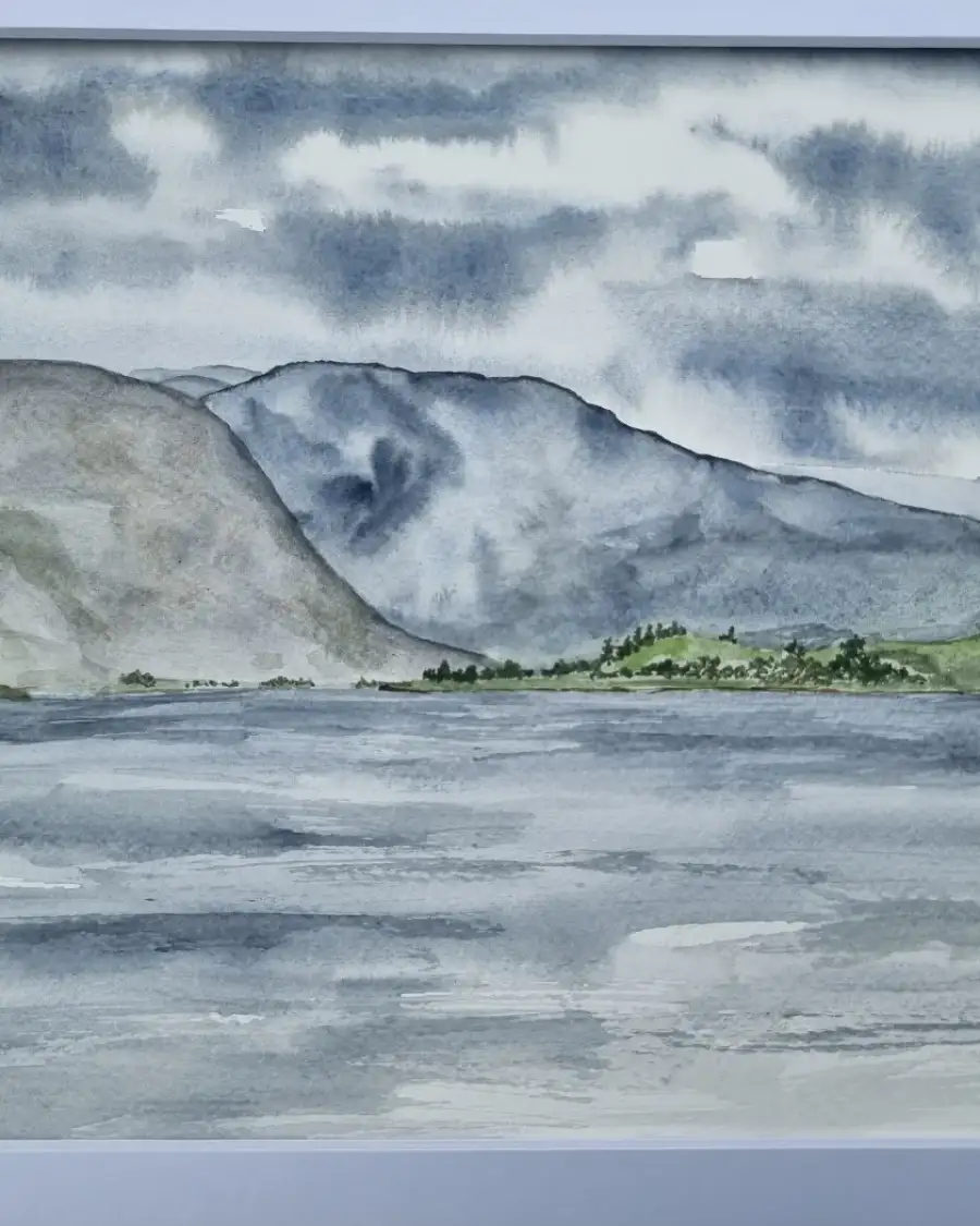 Medium original watercolour of the view from ullapool
