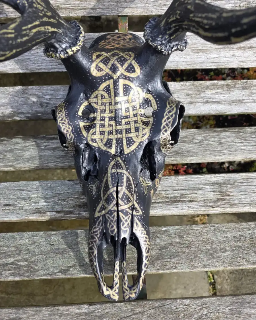 Painted stag skull