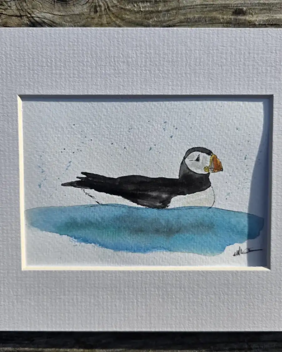 Mini Original Watercolour of a puffin