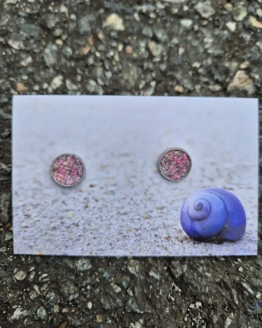 Harris tweed stud earrings