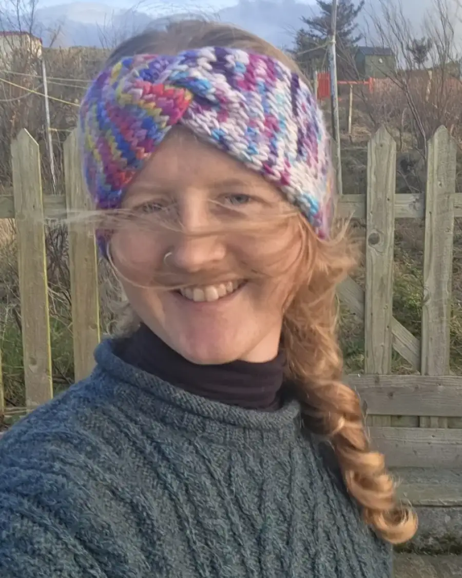 Hand Knitted hand dyed merino headband