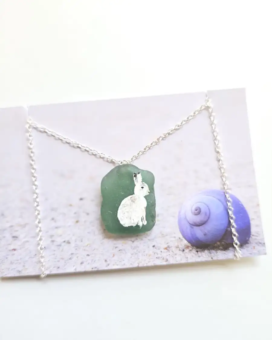 Painted sea glass necklace