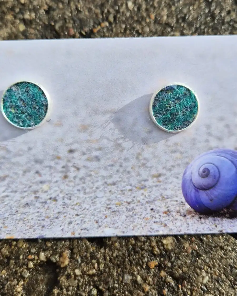 Harris tweed stud earrings