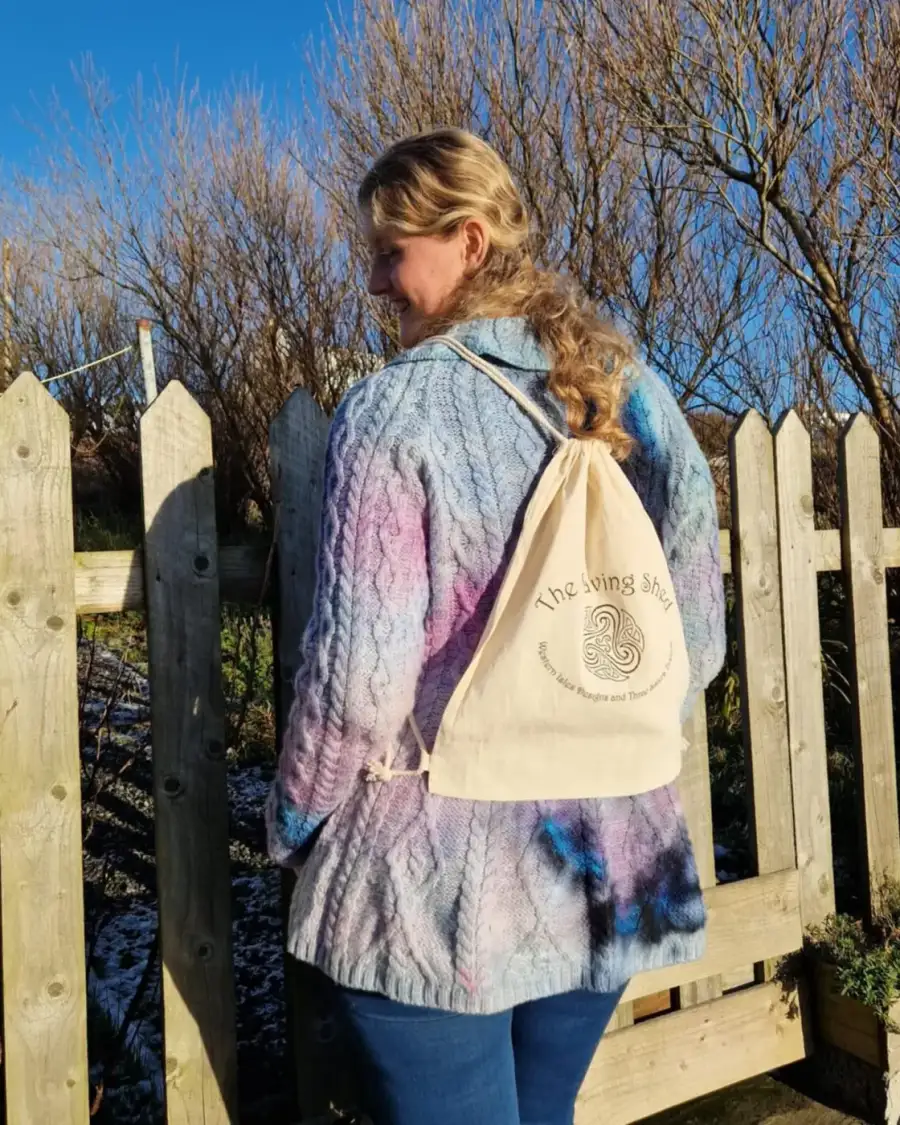 The Weaving Shed branded recycled cotton drawstring bag