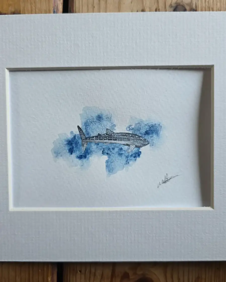 Mini Original watercolour of a whale shark