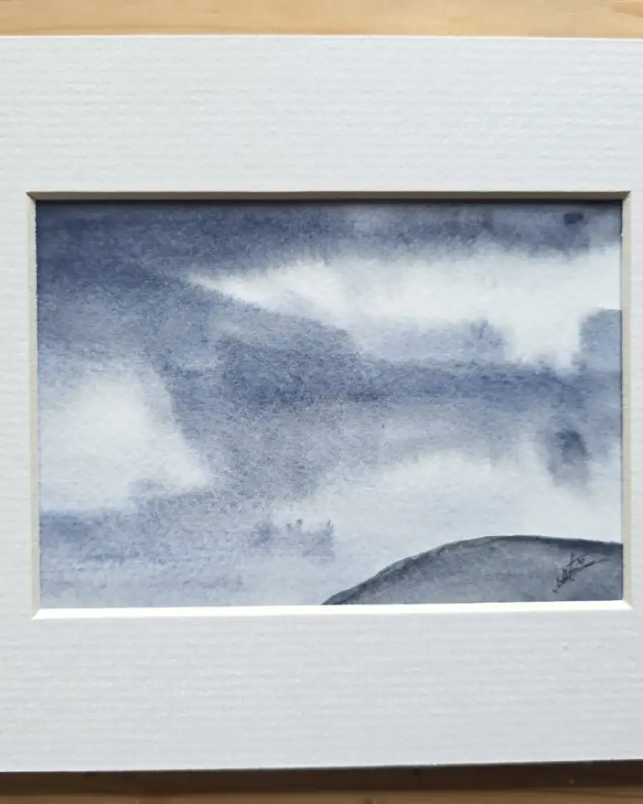 Mini Original watercolour of a stormy sky