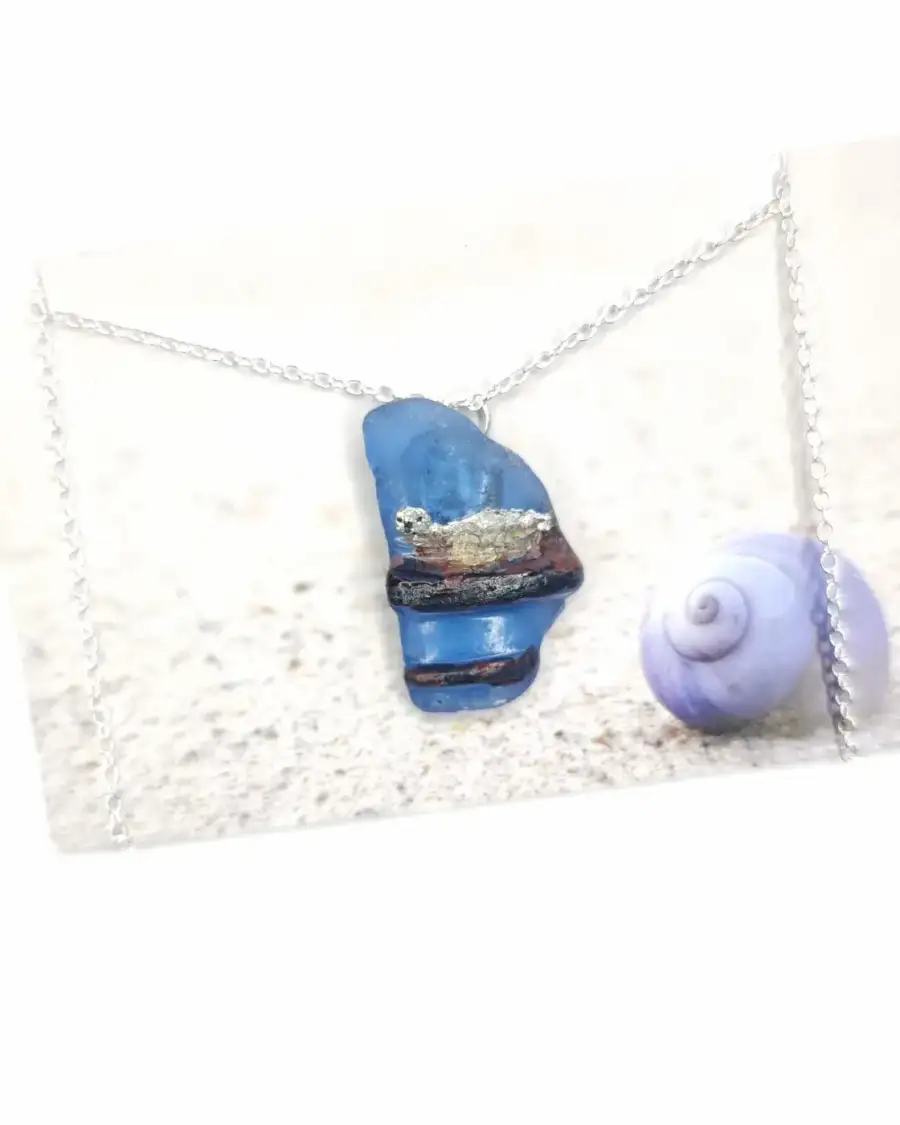 Painted sea glass necklace