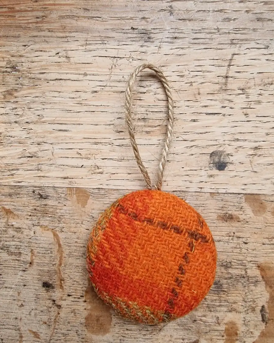 Large Tweed Button Christmas Tree Ornament