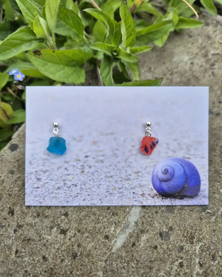 Sea Glass stud earrings multicolour!
