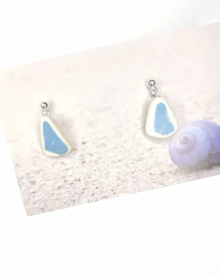 Sea pottery stud earrings