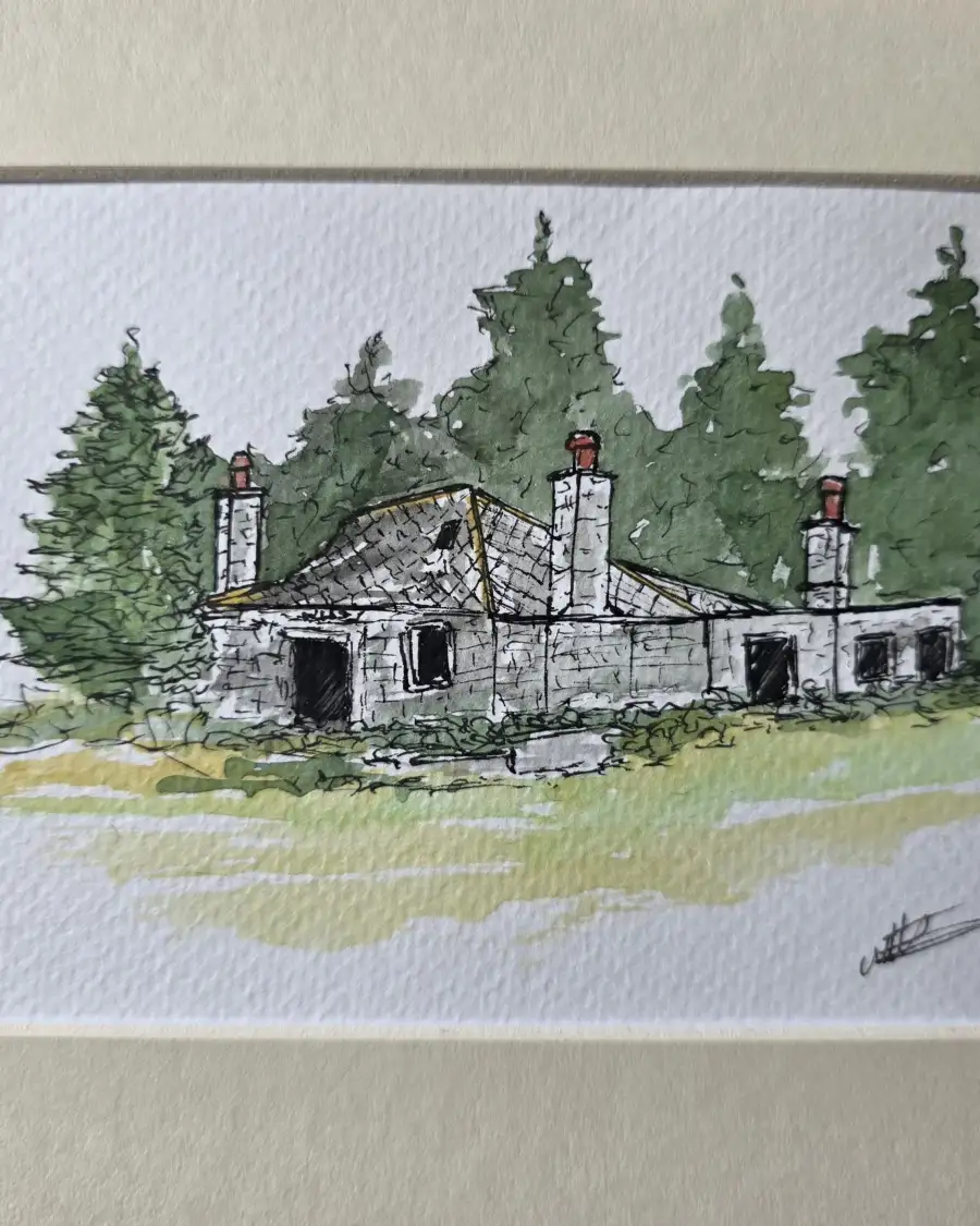 Mini Original Watercolour of a ruined house