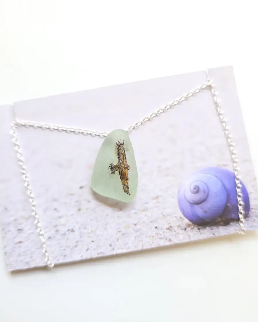 Painted sea glass necklace