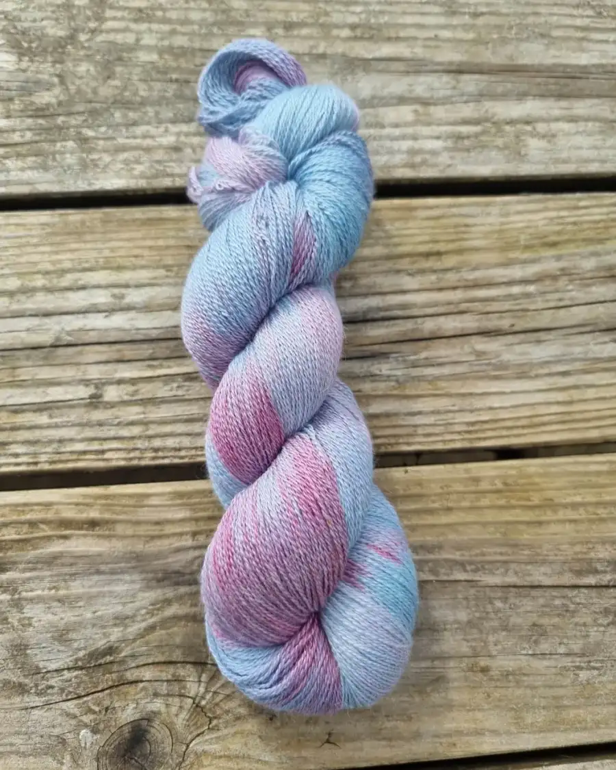 Hand-Dyed Yarn: Baby Alpaca and mulberry silk, lace