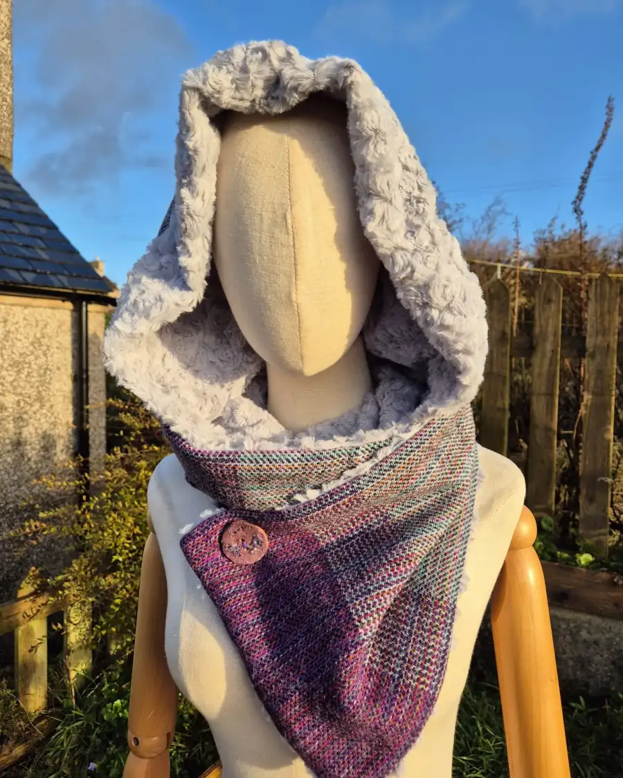 Three Sisters Tweed Hooded scarf