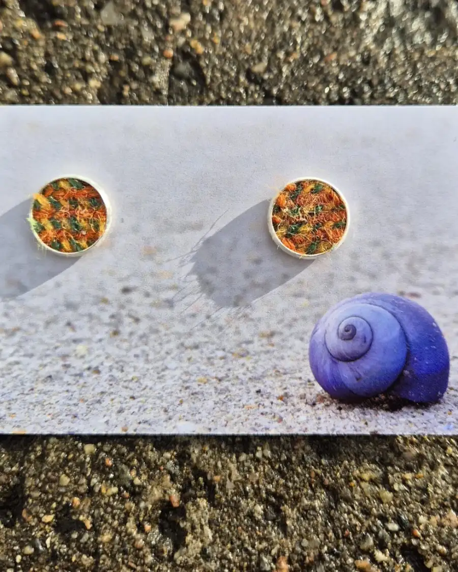 Two Sisters Tweed stud earrings