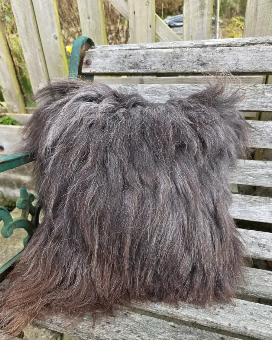 Icelandic Sheepskin and Tweed Cushion