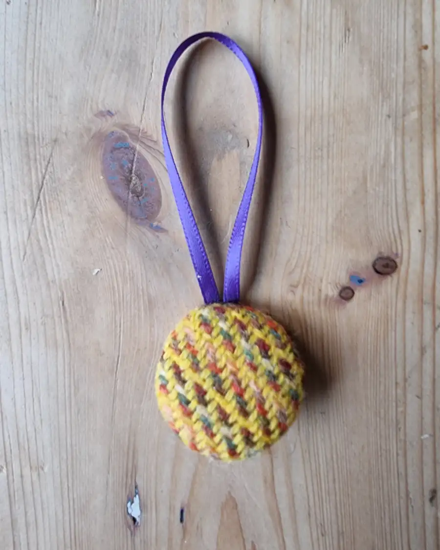 Tweed Button Christmas Tree Ornament