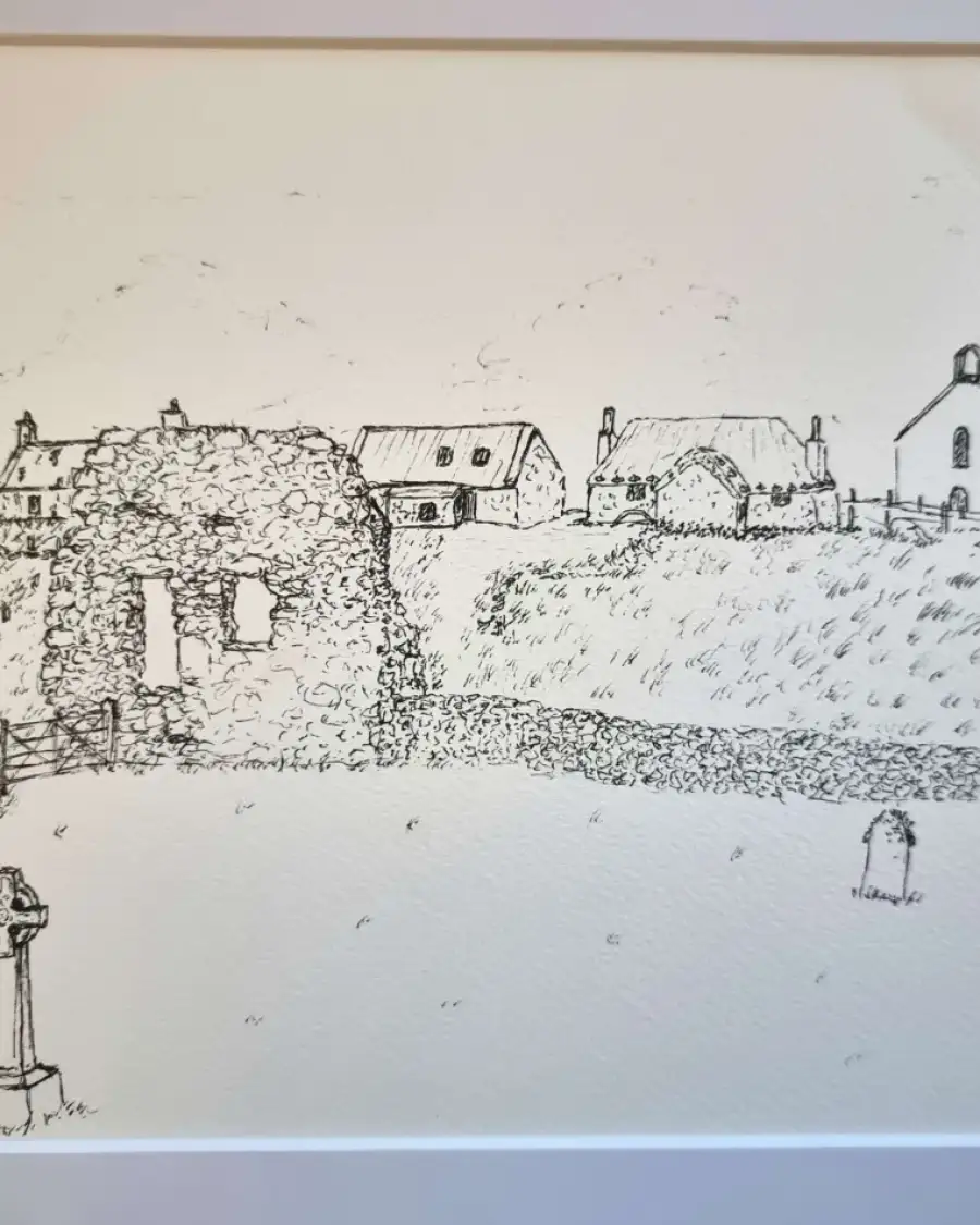 Large Original drawing of howmore church