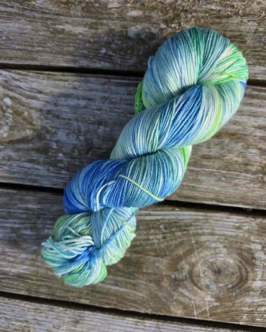 Hand-Dyed Yarn: 75% Merino, 25% silk, 4ply