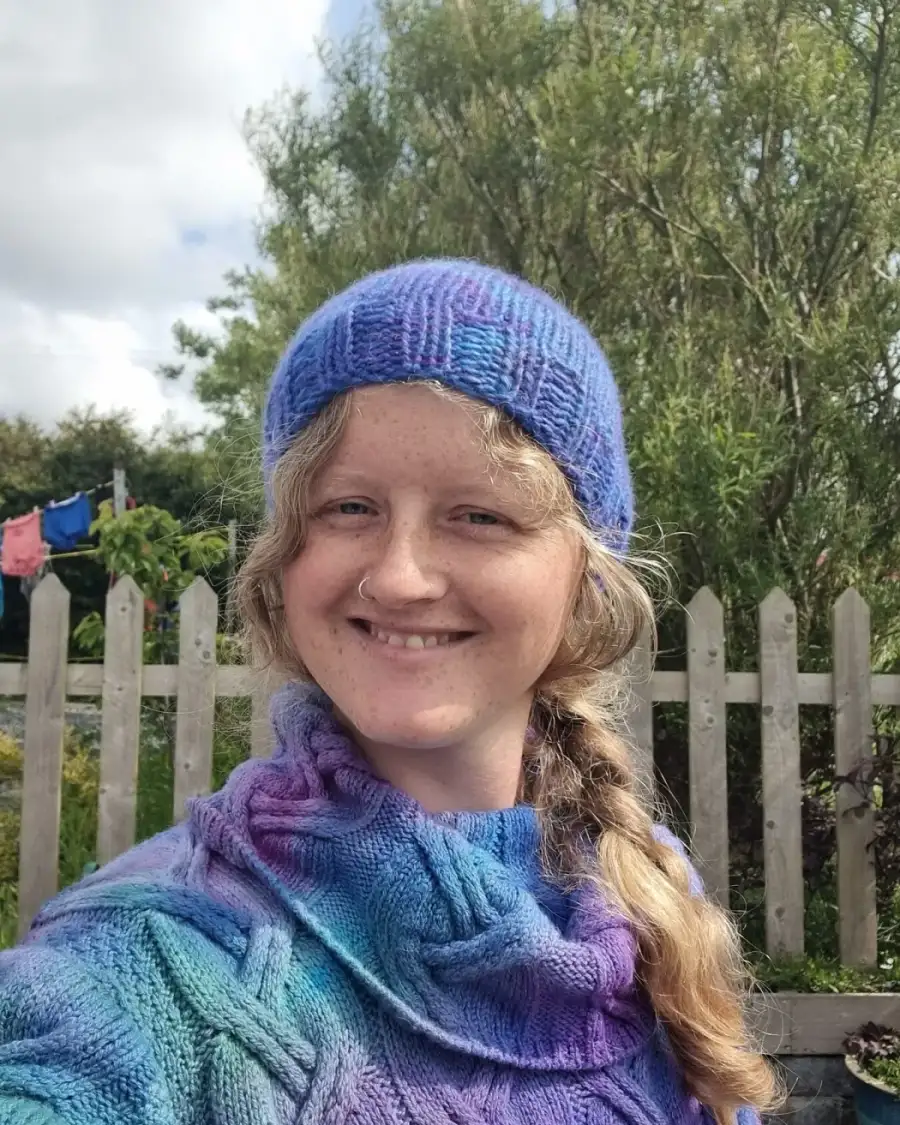 Hand Knitted hand dyed alpaca hat